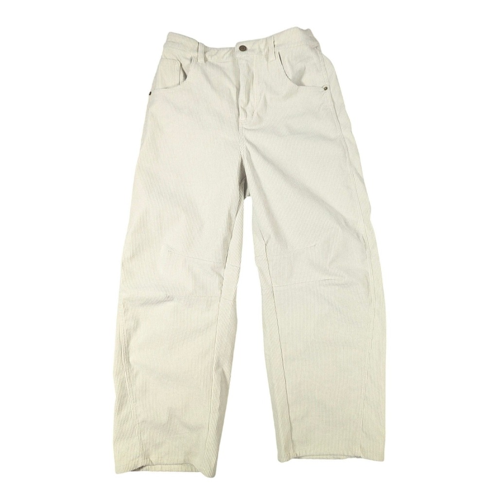 Wollence Cream Wide Leg Corduroy‎ Pants Elastic Waist Cream Tan Size Large
